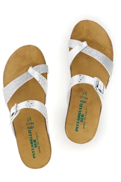 Ciabatte bianco argento sottopiede in vera pelle 293A311SR-PITTARELLO ECO Clearance