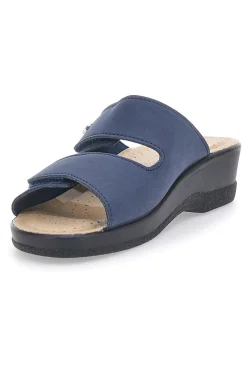 Ciabatte Blu con Doppia Fascia con Velcro e Suola in Pelle 63J86CE-FLY FLOT