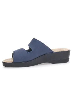 Ciabatte Blu con Doppia Fascia con Velcro e Suola in Pelle 63J86CE-FLY FLOT