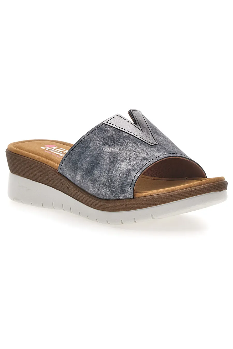 Ciabatte blu con fascia intrecciata e plantare morbido 6526-LINEA COMODA Outlet