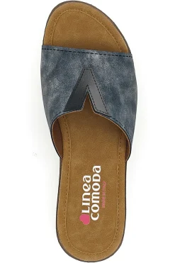 Ciabatte blu con fascia intrecciata e plantare morbido 6526-LINEA COMODA Outlet