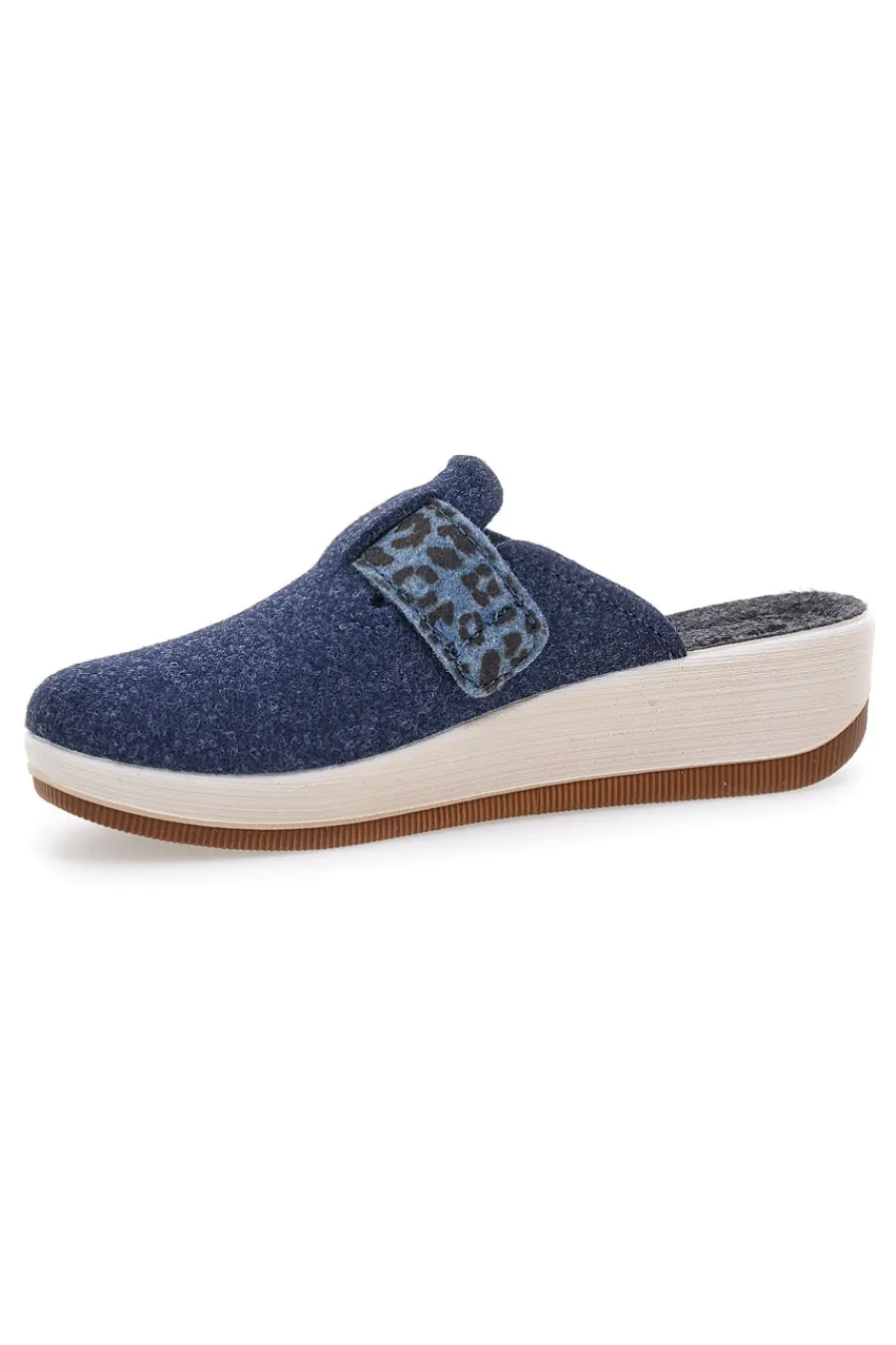Ciabatte blu con fibbia leopardata e plantare anatomico 40 GC-INBLU Online