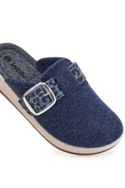 Ciabatte blu con fibbia leopardata e plantare anatomico 40 GC-INBLU Online