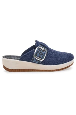 Ciabatte blu con fibbia leopardata e plantare anatomico 40 GC-INBLU Online