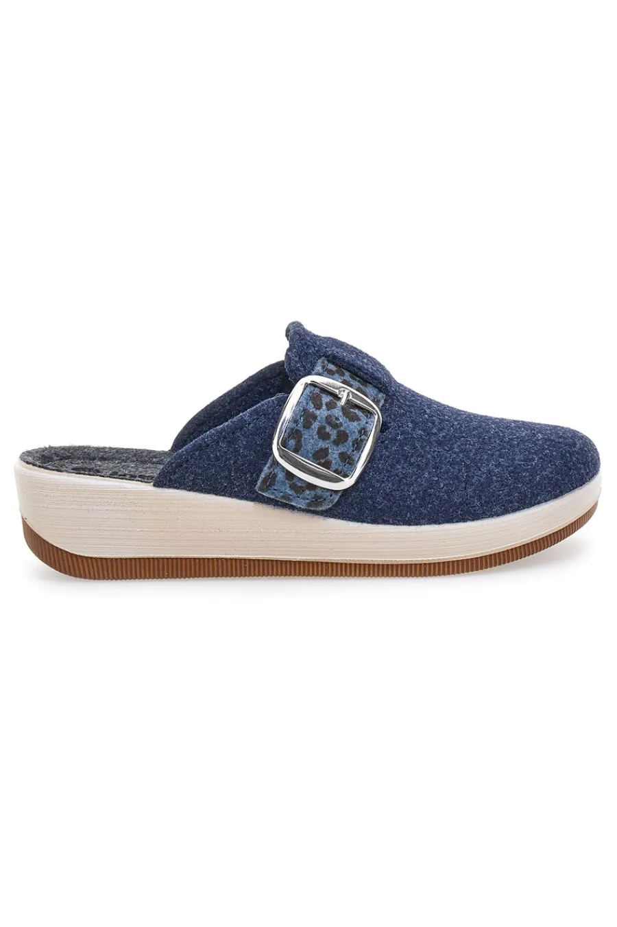 Ciabatte blu con fibbia leopardata e plantare anatomico 40 GC-INBLU Online