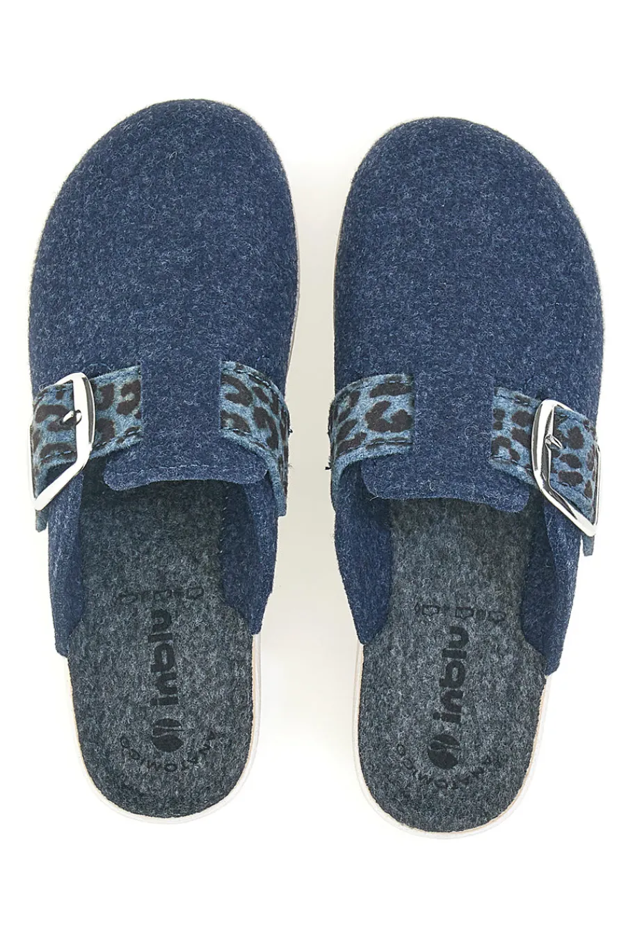 Ciabatte blu con fibbia leopardata e plantare anatomico 40 GC-INBLU Online