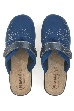 Ciabatte blu con ricamo floreale e chiusura regolabile 17 LV-INBLU Best