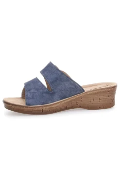 Ciabatte Blu Con Zeppa e Strappo in Velcro 2675-INBLU
