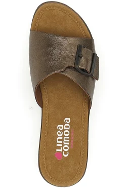 Ciabatte bronzo con fibbia e plantare comfort 7185-LINEA COMODA Sale