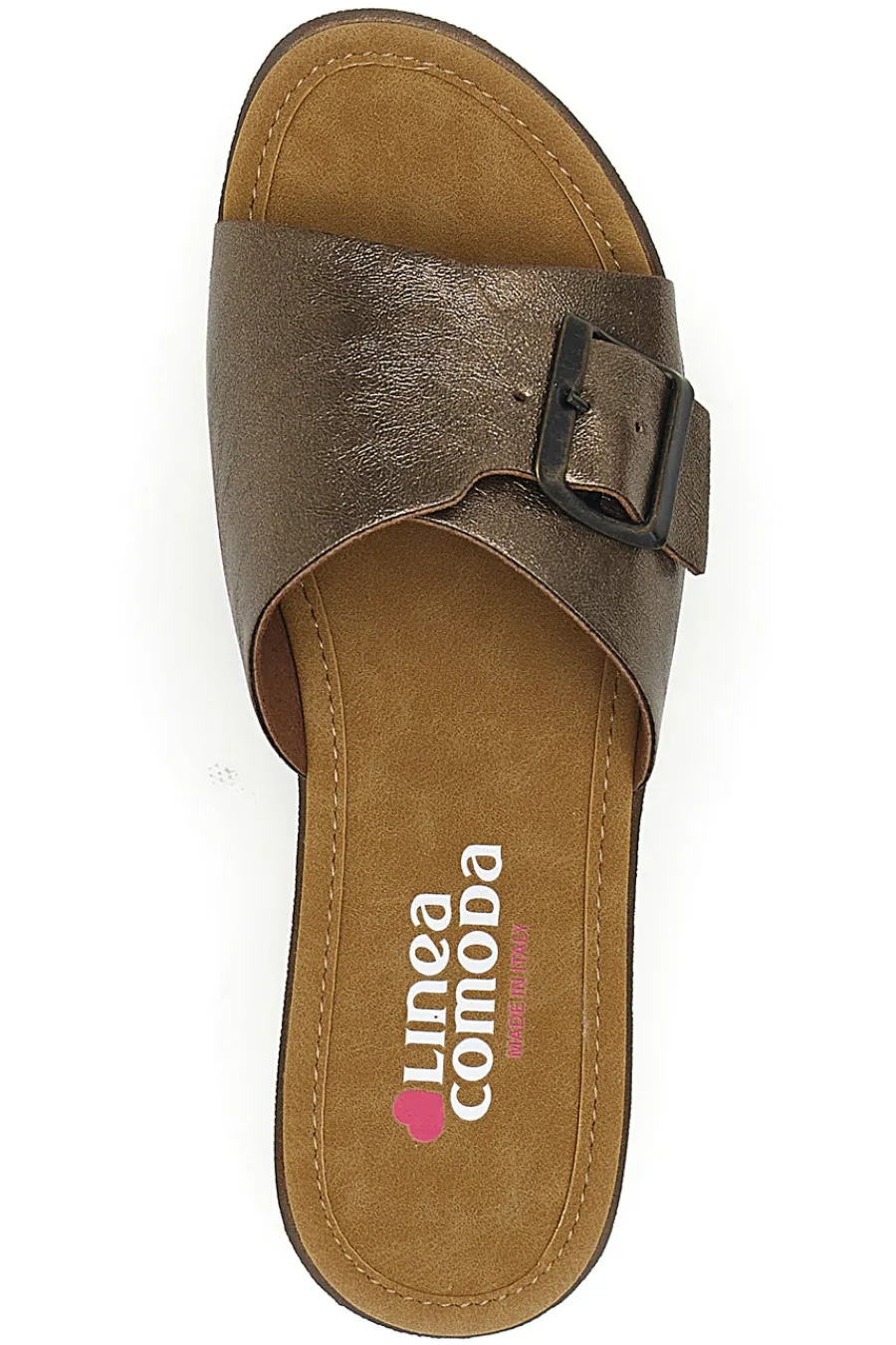 Ciabatte bronzo con fibbia e plantare comfort 7185-LINEA COMODA Sale
