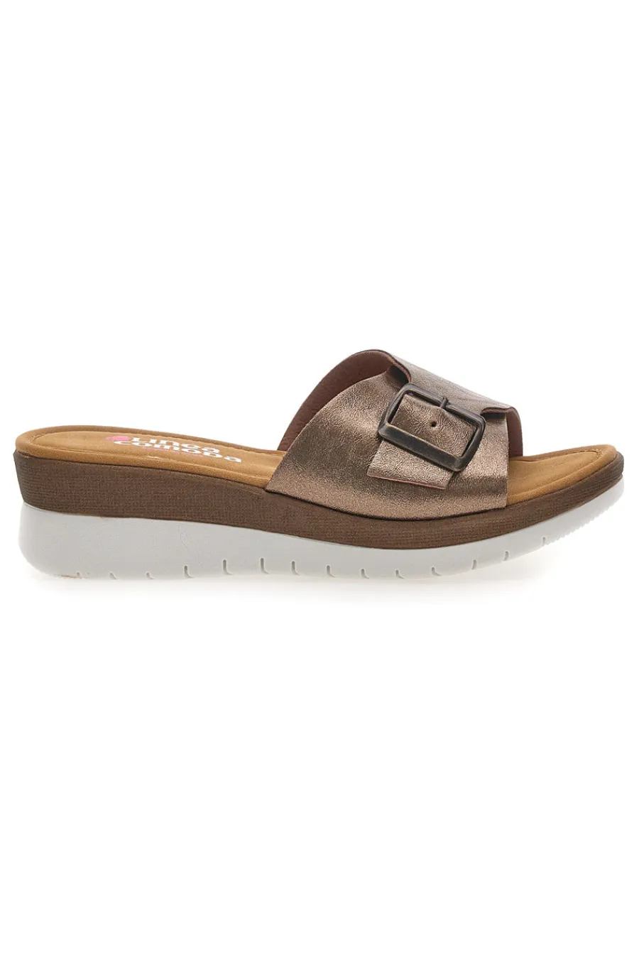 Ciabatte bronzo con fibbia e plantare comfort 7185-LINEA COMODA Sale