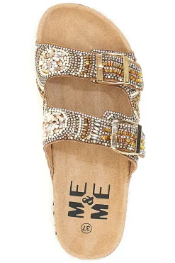 Ciabatte cammello con doppia fascia decorata Me & Me 14605-ME u0026 ME Discount