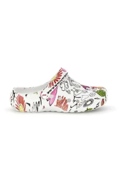 Ciabatte clog bianche con stampa floreale 7-WOZ Discount