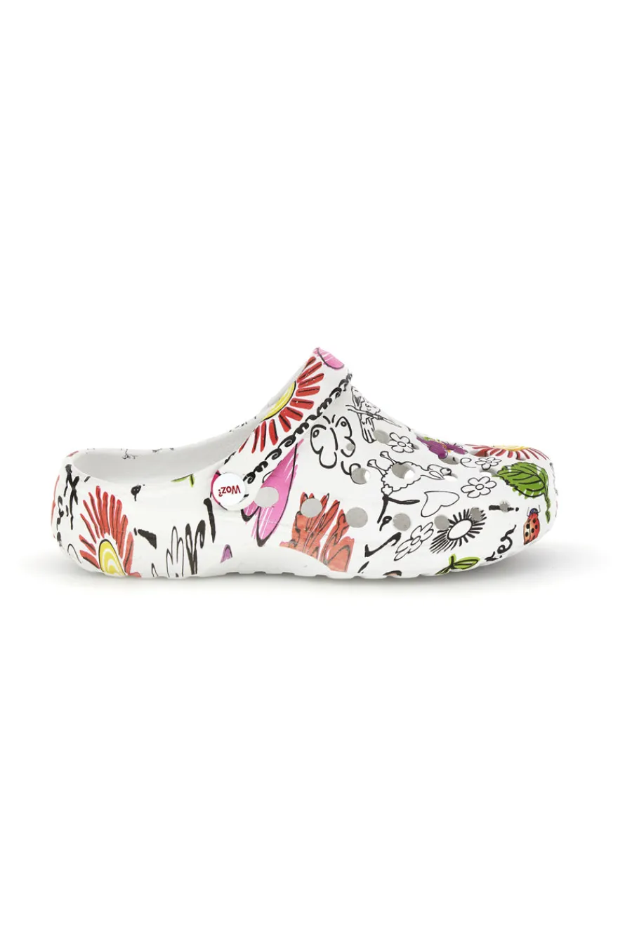 Ciabatte clog bianche con stampa floreale 7-WOZ Discount
