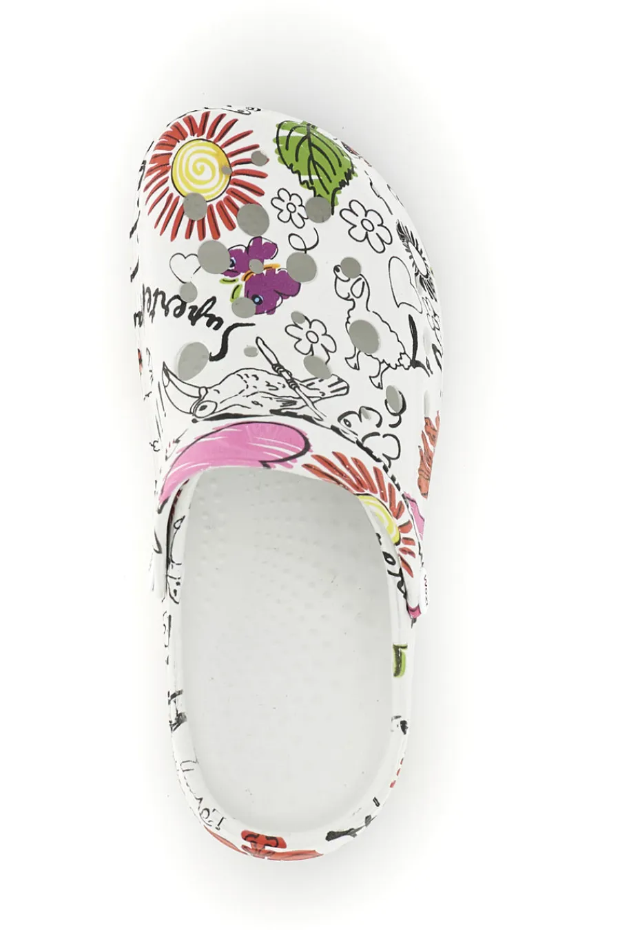 Ciabatte clog bianche con stampa floreale 7-WOZ Discount
