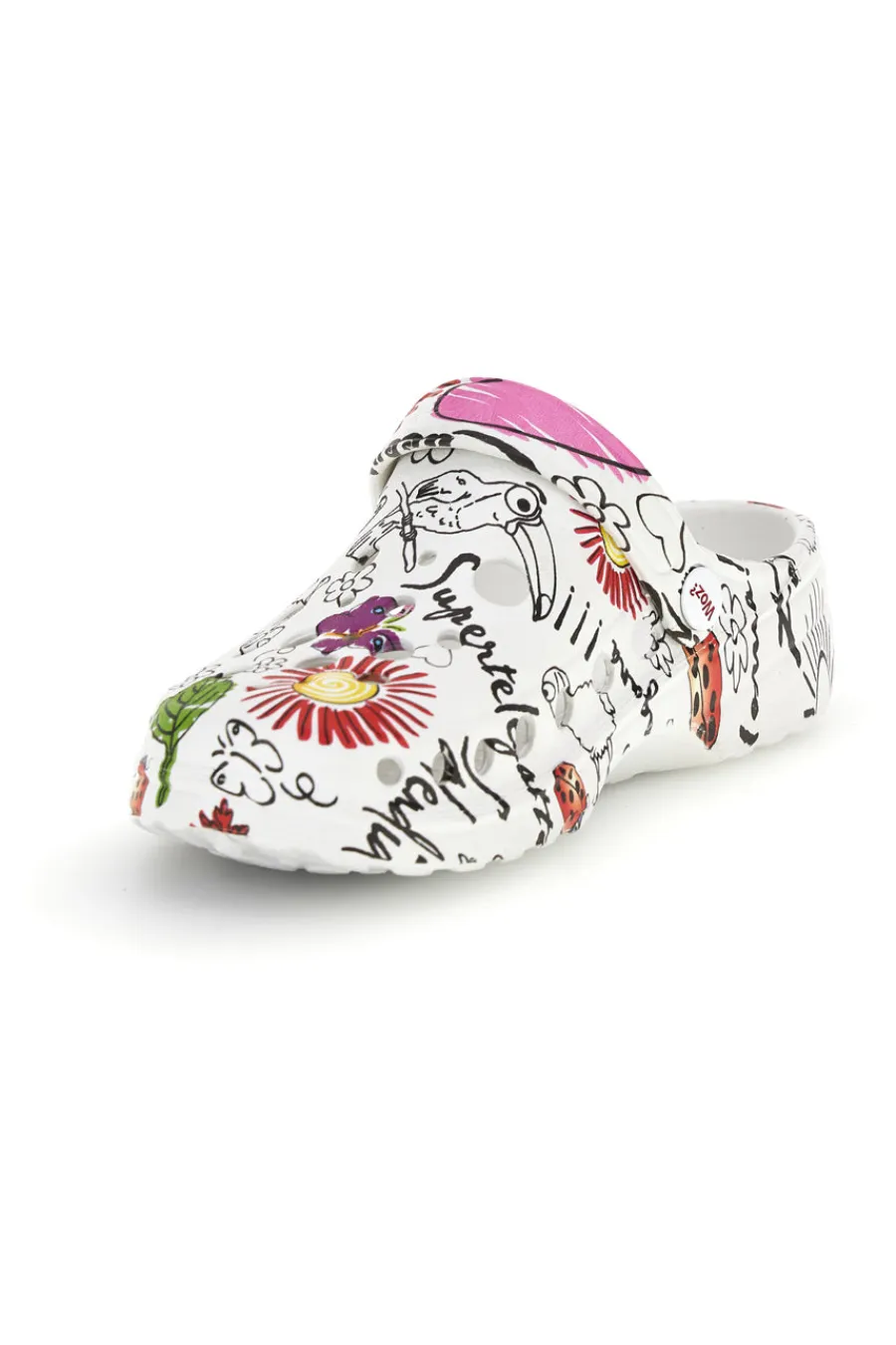 Ciabatte clog bianche con stampa floreale 7-WOZ Discount