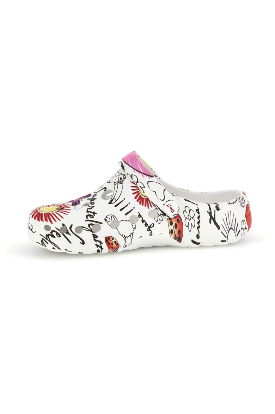 Ciabatte clog bianche con stampa floreale 7-WOZ Discount
