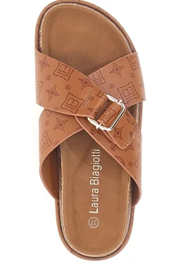 Ciabatte Cognac Con Flatform 8627-LAURA BIAGIOTTI Clearance