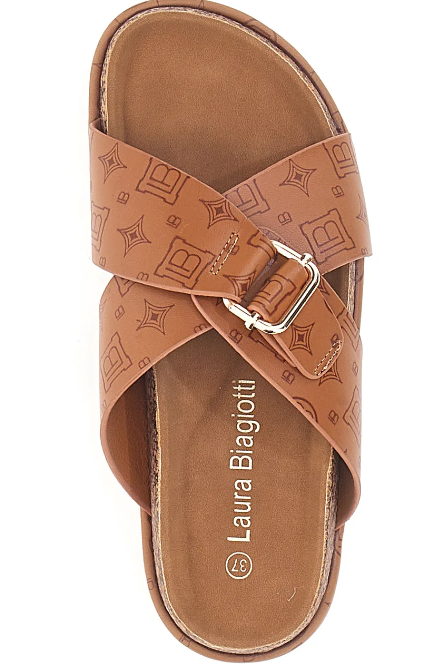 Ciabatte Cognac Con Flatform 8627-LAURA BIAGIOTTI Clearance