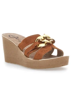 Ciabatte con Zeppa 106 Cognac-GAIA MANIA Outlet