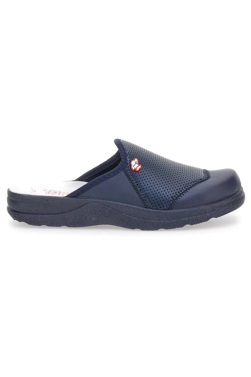 Ciabatte da Lavoro Blu Vera Pelle Made In Italy MR Chef 641