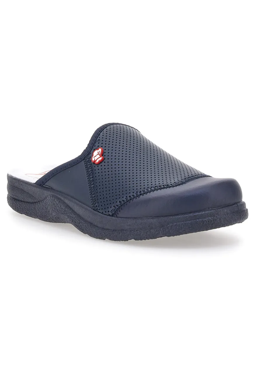Ciabatte da Lavoro Blu Vera Pelle Made In Italy MR Chef 641
