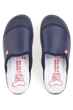 Ciabatte Da Lavoror 553 Blu Vera Pelle-MRS CHEF