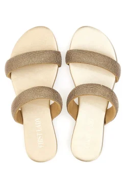 Ciabatte Flat Con Strass Dorati 439-FIRST LADY Best