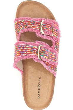Ciabatte fucsia platform con perline multicolor APY66-DAME ROSE New