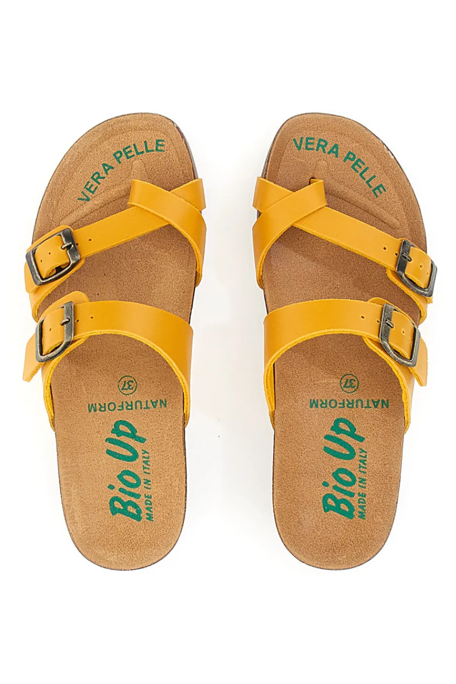 Ciabatte Gialle Made In Italy Con Sottopiede In Vera Pelle 22710-BIO UP Outlet