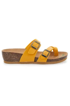 Ciabatte Gialle Made In Italy Con Sottopiede In Vera Pelle 22710-BIO UP Outlet
