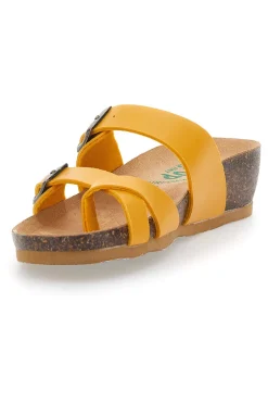 Ciabatte Gialle Made In Italy Con Sottopiede In Vera Pelle 22710-BIO UP Outlet