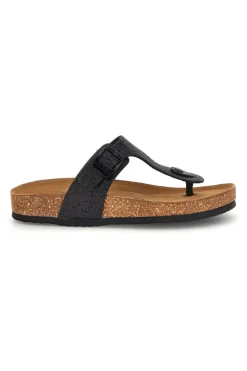 Ciabatte infradito Nere con glitter e sottopiede in pelle S31Y820-SUPERGA New