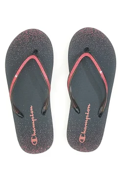 Ciabatte Infradito nere con glitter e logo 11825-CHAMPION Outlet