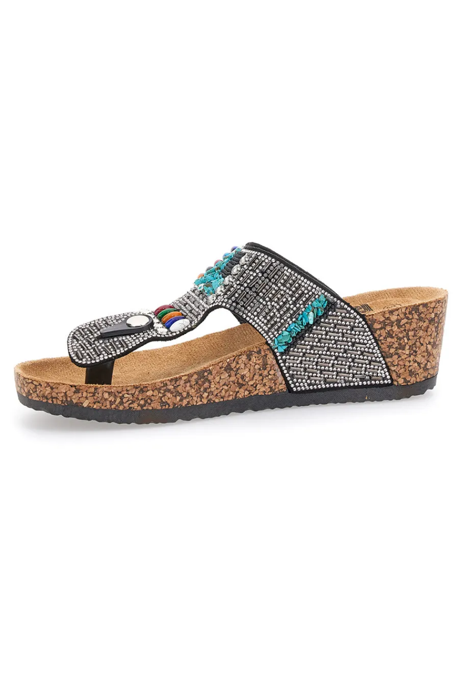 Ciabatte Infradito Nere Con Strass e Perline 14199-PRIMA RIGA Outlet