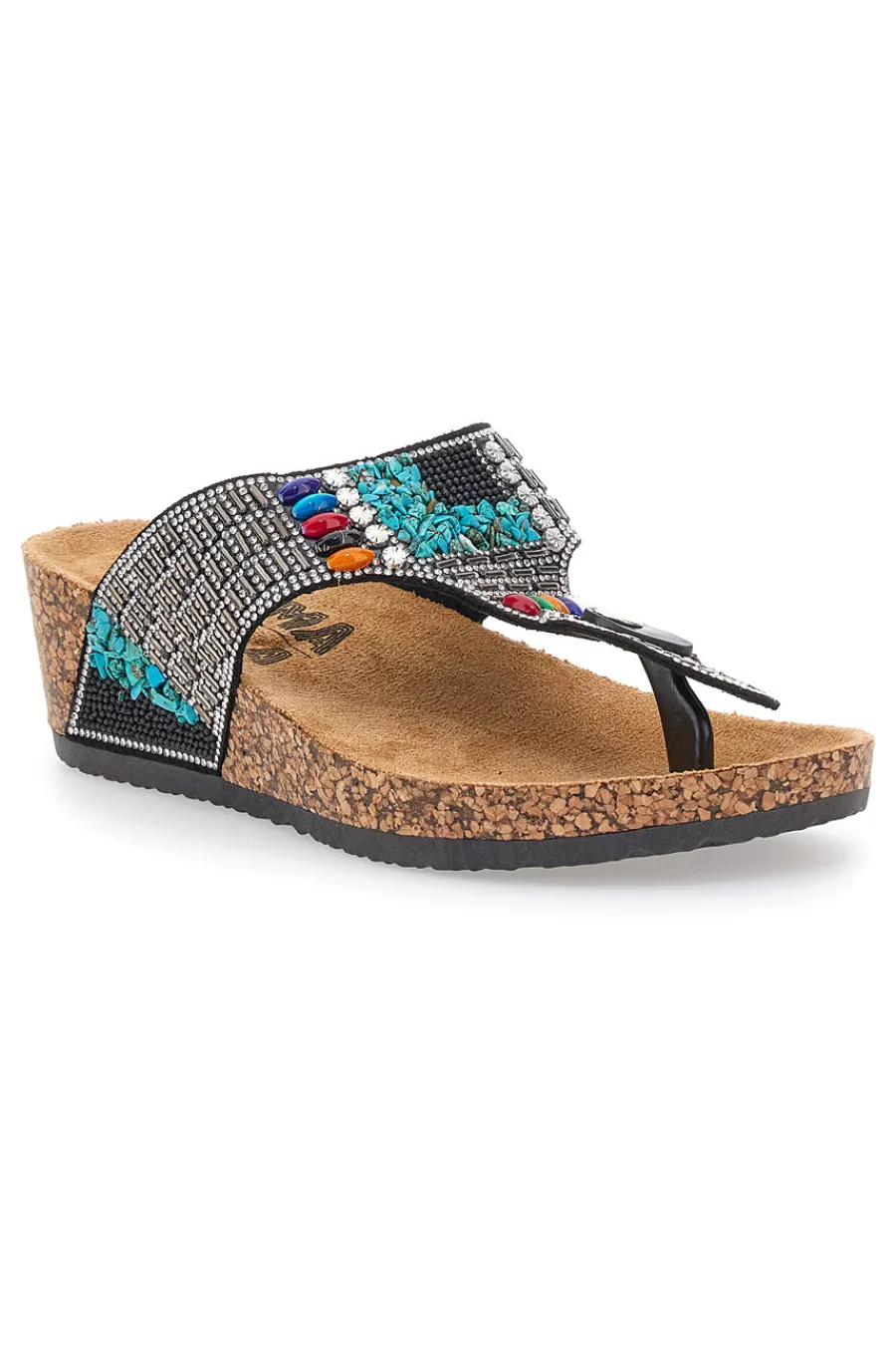 Ciabatte Infradito Nere Con Strass e Perline 14199-PRIMA RIGA Outlet