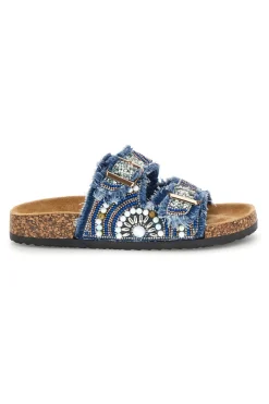 Ciabatte Jeans con strass e doppia fibbia Me & me 15613-ME u0026 ME Best