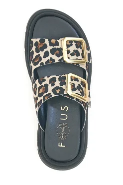 Ciabatte Leopardate Con Doppia Fascia Fibbia Dorata 19202-PITTARELLO FOCUS Best