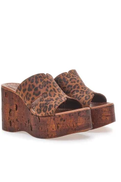Ciabatte Leopardate Con Zeppa Effetto Legno Made in Italy 5905/Z-PITTARELLO LOVE Outlet