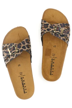 Ciabatte marrone animalier fascia incrociata 335A021SR-PITTARELLO TIERRA Discount