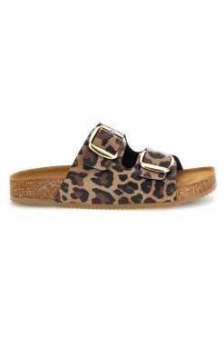 Ciabatte Marroni animalier sottopiede in vera pelle 335A20630SR-PITTARELLO TIERRA