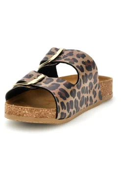 Ciabatte Marroni animalier sottopiede in vera pelle 335A20630SR-PITTARELLO TIERRA