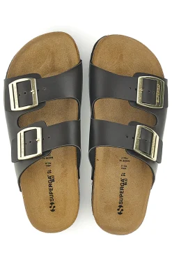 Ciabatte marroni con doppia fascia regolabile Made in Italy in vera pelle S31C731-SUPERGA Best