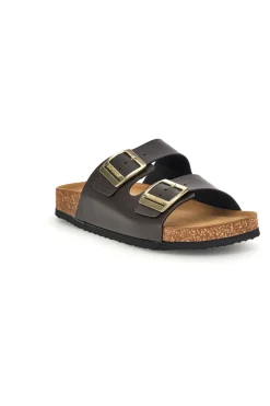 Ciabatte marroni con doppia fascia regolabile Made in Italy in vera pelle S31C731-SUPERGA Best