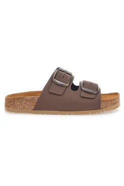 Ciabatte marroni doppia fibbia sottopiede in pelle suola antiscivolo 335CF20630SR-PITTARELLO GREEN WALK New