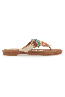 Ciabatte Marroni Infradito con Perline 468-FUN BEACH Clearance