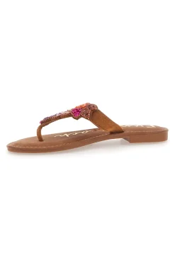 Ciabatte Marroni Infradito con Perline 468-FUN BEACH Clearance