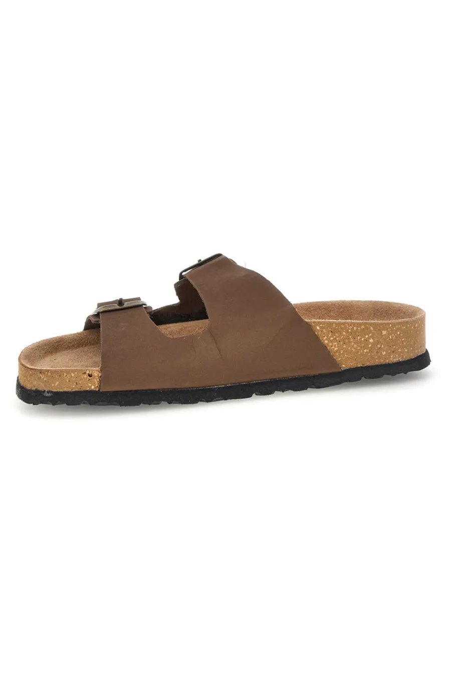 Ciabatte marroni in vera pelle con doppia fascia e fibbie 20 ND-INBLU Outlet