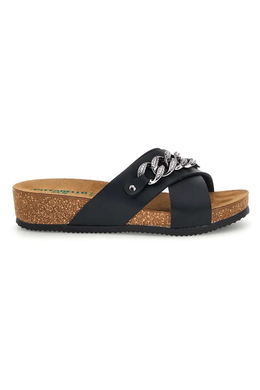 Ciabatte nere con catena e sottopiede in pelle 293A121SR-PITTARELLO ECO Clearance