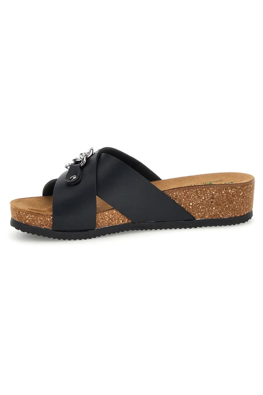 Ciabatte nere con catena e sottopiede in pelle 293A121SR-PITTARELLO ECO Clearance